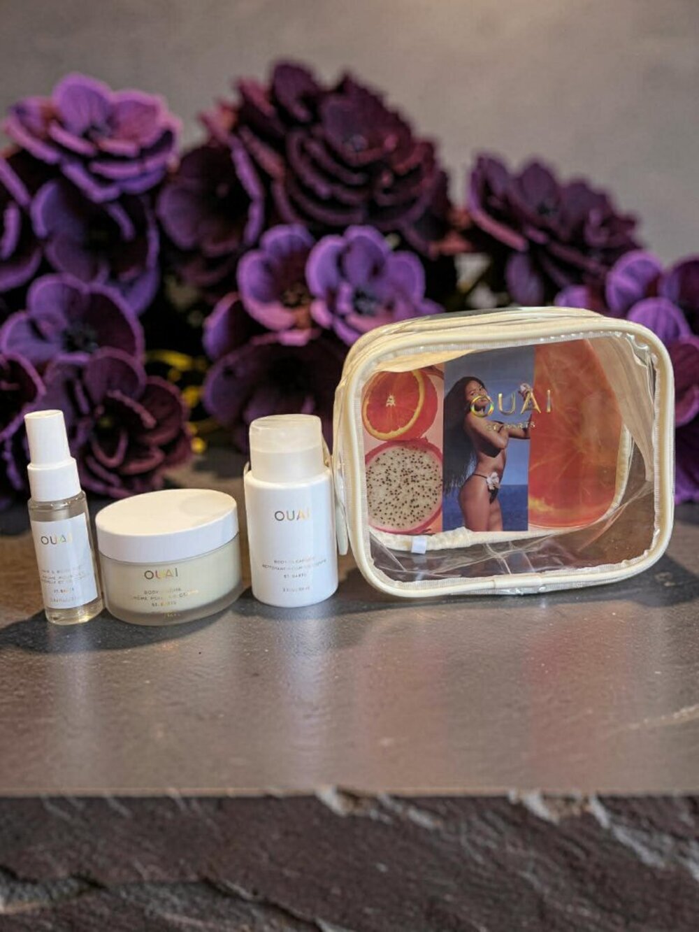 Ouai Wanna Get A-Ouai Travel Kit Body Cleanser ,Body Cream & Hair Body Mist